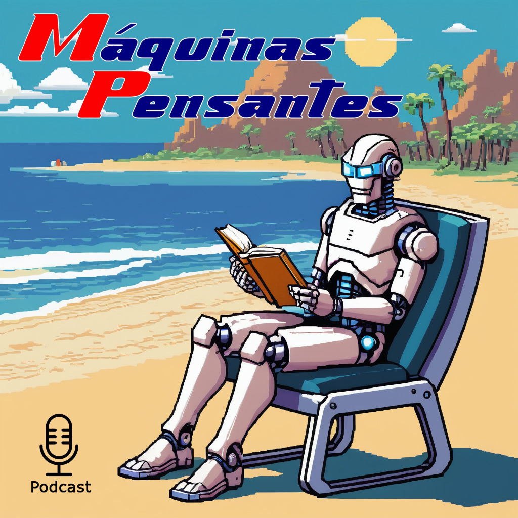Robot leyendo en la playa